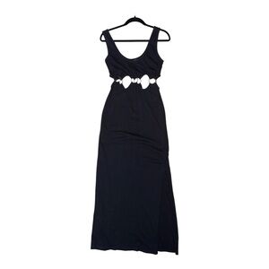 Nasty Gal Black and White A-line Maxi Dress with Embellishments